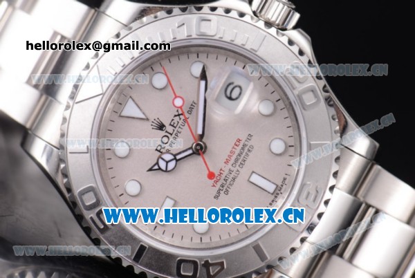 Rolex Yacht-Master 40 Clone Rolex 3135 Automatic Stainless Steel Case/Bracelet with Silver Dial and Dot Markers (BP) - Click Image to Close